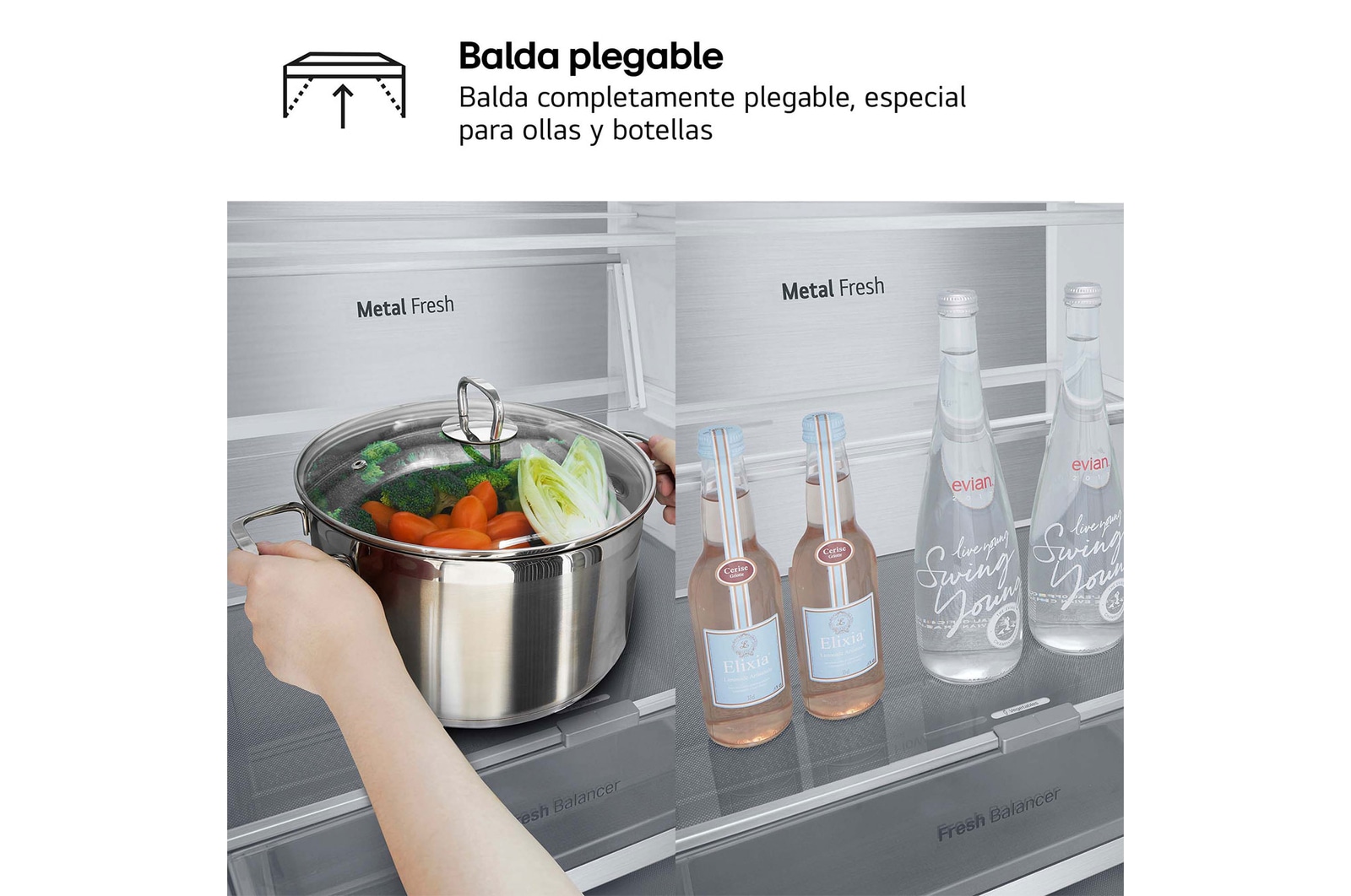 LG Frigorífico Combi Door Cooling+,  2,03m, Clasificación D, capacidad de 419l, inox antihuellas. Serie 700, GBV7280DPY