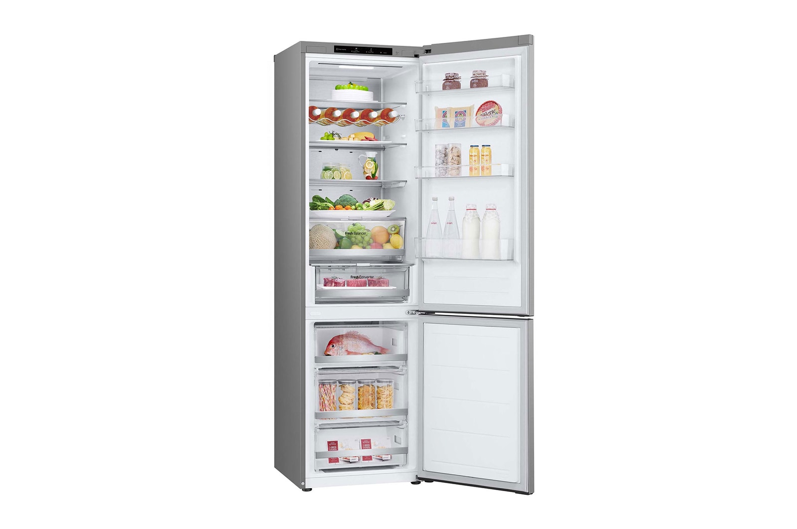 LG Frigorífico Combi Door Cooling+,  2,03m, Clasificación D, capacidad de 419l, inox antihuellas. Serie 700, GBV7280DPY