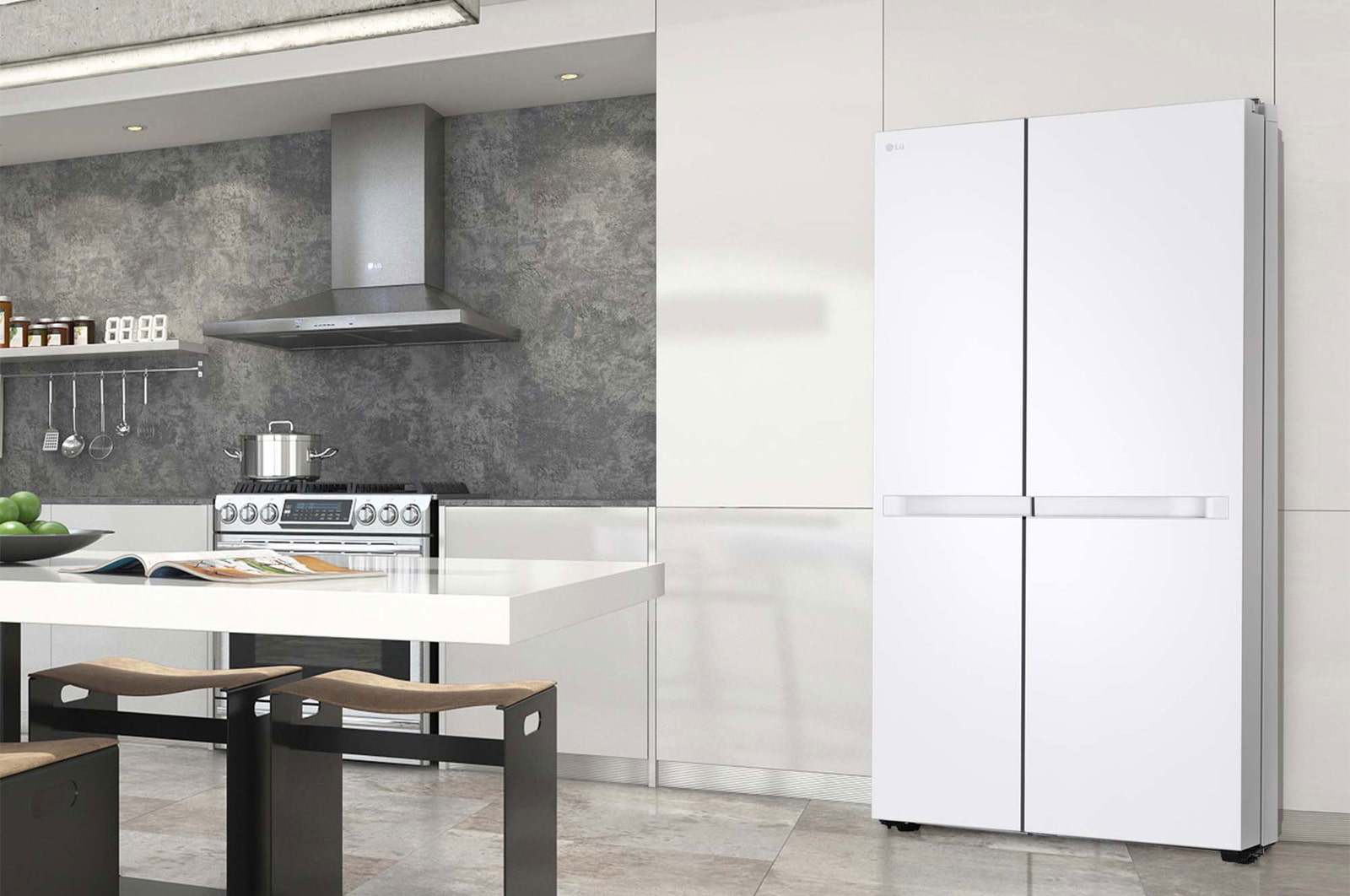 LG Frigorífico Side By side  Serie 400,  Blanco.  E, 641 L, GSBC40SWPE