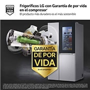 LG Frigorífico Side By side Serie 900, Instaview Door-In-Door, Acero texturizado antihuellas. D, 628 L, GSXE90MBAD.AMBQEUR