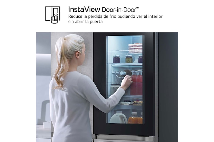 LG Frigorífico Side By side Serie 900, Instaview Door-In-Door, Acero texturizado antihuellas. D, 628 L, GSXE90MBAD.AMBQEUR