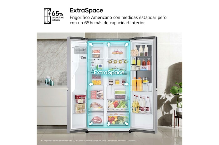LG Frigorífico Side By side Serie 900, Instaview Door-In-Door, Acero texturizado antihuellas. D, 628 L, GSXE90MBAD.AMBQEUR