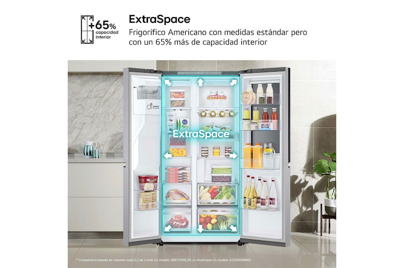 LG Frigorífico Side By side Serie 900, Instaview Door-In-Door, Acero texturizado antihuellas. D, 628 L, GSXE90MBAD.AMBQEUR