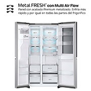 LG Frigorífico Side By side Serie 900, Instaview Door-In-Door, Acero texturizado antihuellas. D, 628 L, GSXE90MBAD.AMBQEUR