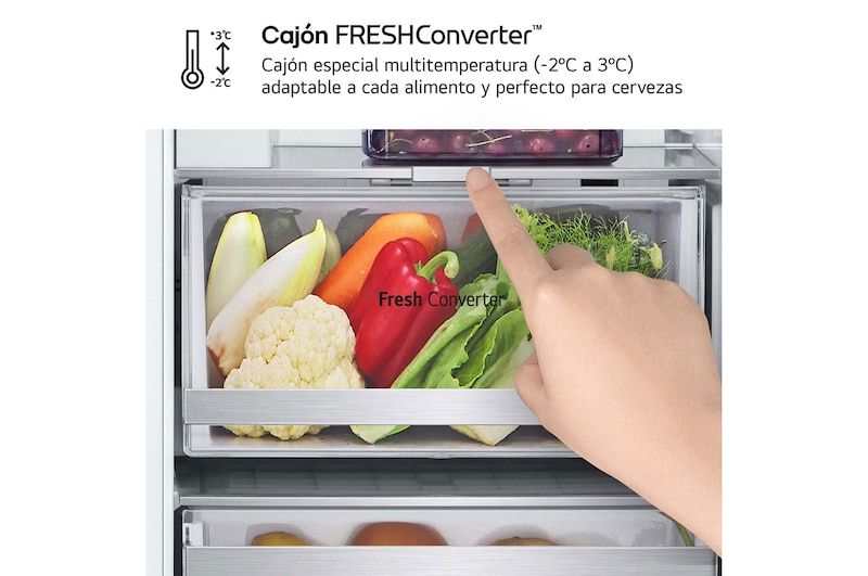 LG Frigorífico Side By side Serie 900, Instaview Door-In-Door, Acero texturizado antihuellas. D, 628 L, GSXE90MBAD.AMBQEUR
