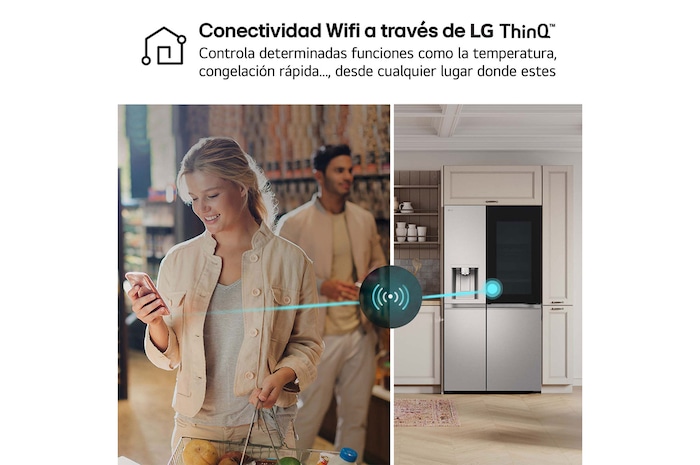 LG Frigorífico Side By side Serie 900, Instaview Door-In-Door, Acero texturizado antihuellas. D, 628 L, GSXE90MBAD.AMBQEUR
