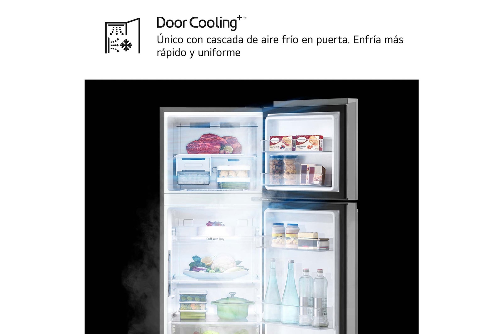 LG Frigorífico Dos Puertas 1,45m, Clasificación E, Total No Frost, Door Cooling, Inox antihuellas, GTBV22PYGKD