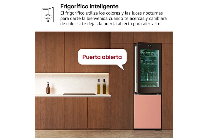 LG Frigorífico combi Instaview con MoodUP Door Cooling+, 1,86 m, Clasificación D, capacidad de 352 l,  Multicolor, GBG719MDNN