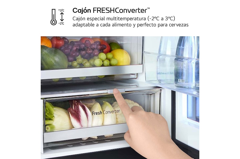 LG Frigorífico combi Instaview con MoodUP Door Cooling+, 1,86 m, Clasificación D, capacidad de 352 l,  Multicolor, GBG719MDNN