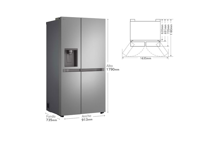 LG Frigorífico Side By side Serie 400, Inox antihuellas. E, 641 L, GSLC40PYPE.APYQEUR