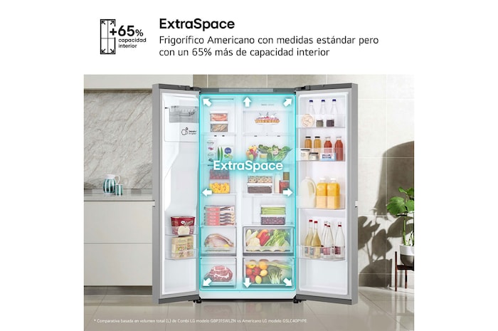 LG Frigorífico Side By side Serie 400, Inox antihuellas. E, 641 L, GSLC40PYPE.APYQEUR