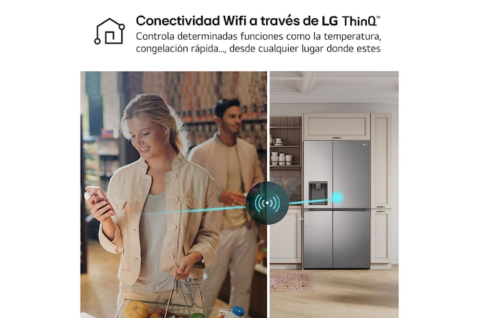 LG Frigorífico Americano Inverter Linear compressor, Clasificación D, 635 L , GSLV70PZTD