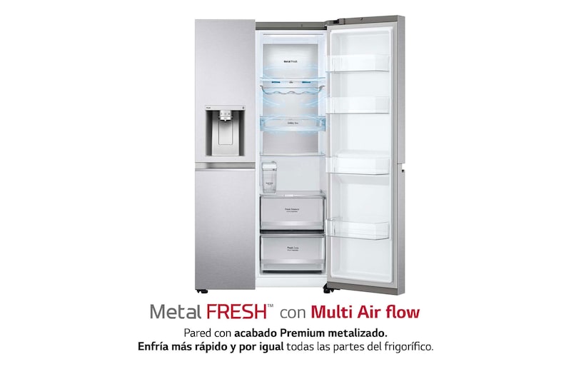 LG Frigorífico Americano Side By side, Clasificación D, 635 L, sin toma de agua, GSLV91MBAD