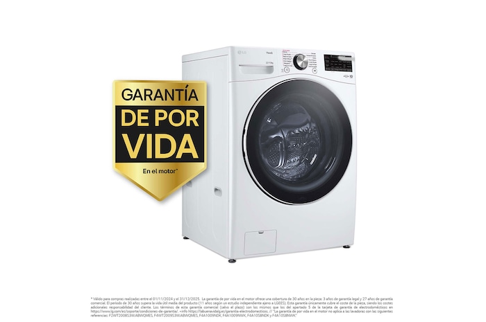 LG Lavadora inteligente AI Direct Drive. TurboWash 360º, 20kg ,  1000rpm B, Blanca, Serie XXL, F0P3CYV2W