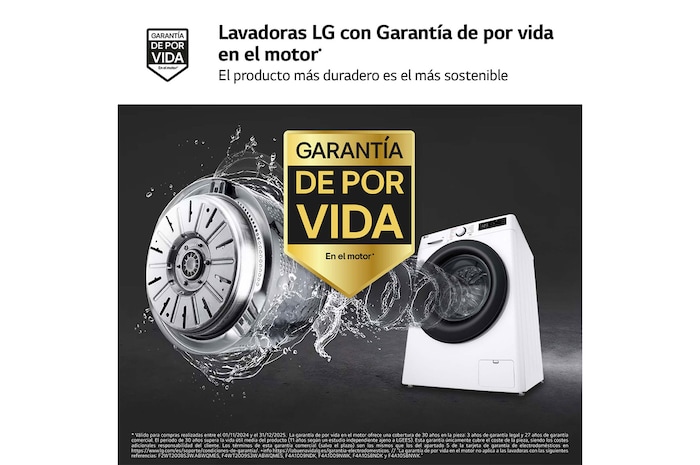 LG Lavadora inteligente AI Direct Drive. TurboWash 360º, 20kg ,  1000rpm B, Blanca, Serie XXL, F0P3CYV2W