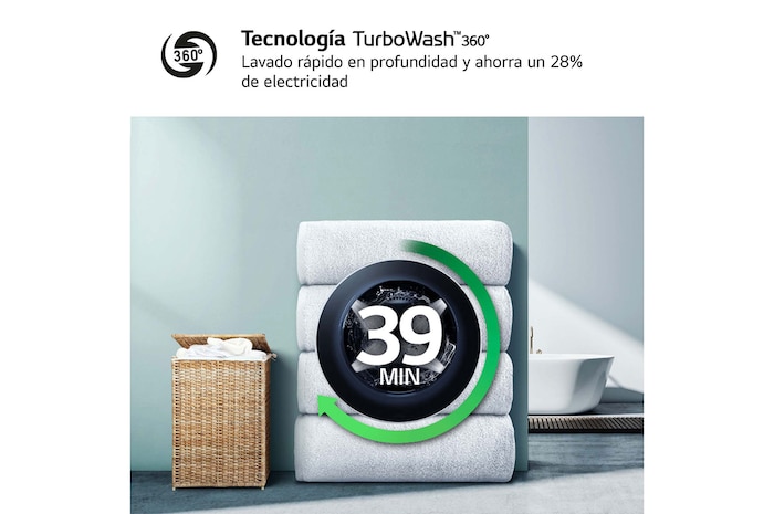 LG Lavadora inteligente AI Direct Drive. TurboWash 360º, 20kg ,  1000rpm B, Blanca, Serie XXL, F0P3CYV2W