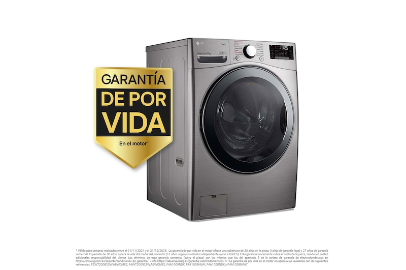 LG Lavadora LG F1P1CY2T., 17 kg, E, Inox Antihuellas, 1100rpm, Serie  XXL, F1P1CY2T