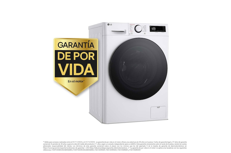 LG Lavadora inteligente AI Direct Drive,  Vapor,  8kg ,  1200rpm Un 10% más eficiente que A, Serie fondo especial 500, F2WR5S08AGW