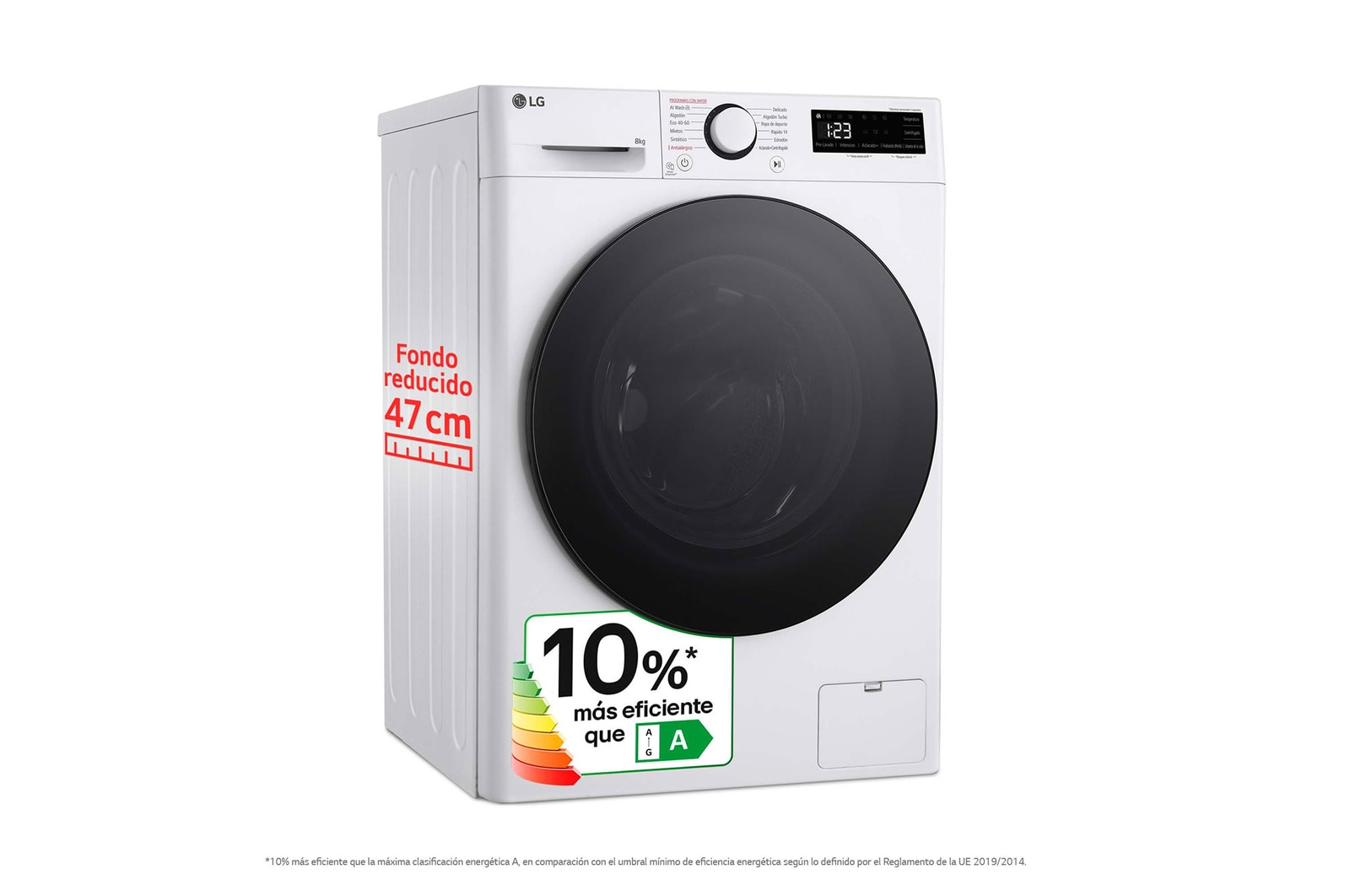 LG Outlet Lavadora inteligente AI Direct Drive, Vapor, 8kg , 1200rpm Un 10% más eficiente que A, Serie fondo especial 500, F2WR5S08AGW.OUTLET