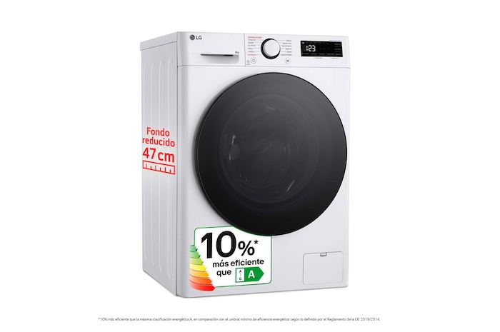 LG Outlet Lavadora inteligente AI Direct Drive, Vapor, 8kg , 1200rpm Un 10% más eficiente que A, Serie fondo especial 500, F2WR5S08AGW.OUTLET