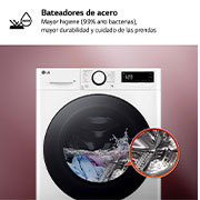LG Outlet Lavadora inteligente AI Direct Drive, Vapor, 8kg , 1200rpm Un 10% más eficiente que A, Serie fondo especial 500, F2WR5S08AGW.OUTLET