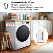 LG Outlet Lavadora inteligente AI Direct Drive, Vapor, 8kg , 1200rpm Un 10% más eficiente que A, Serie fondo especial 500, F2WR5S08AGW.OUTLET