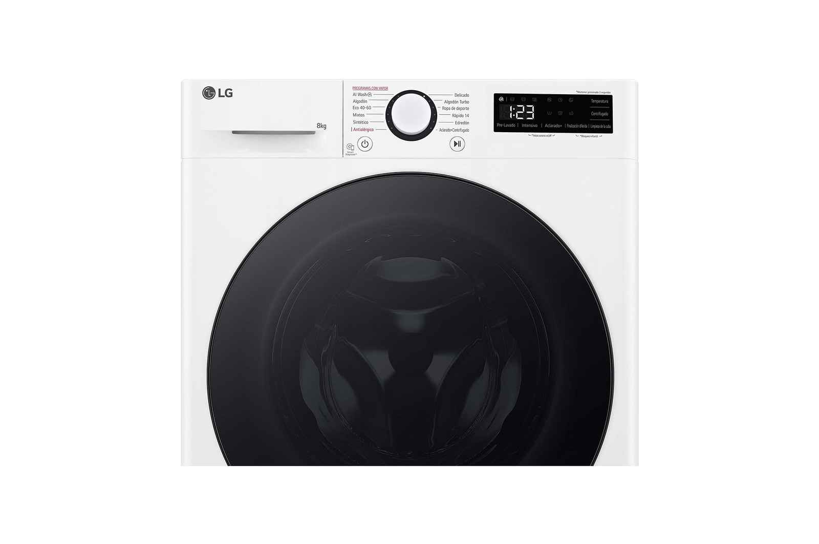 LG Outlet Lavadora inteligente AI Direct Drive, Vapor, 8kg , 1200rpm Un 10% más eficiente que A, Serie fondo especial 500, F2WR5S08AGW.OUTLET