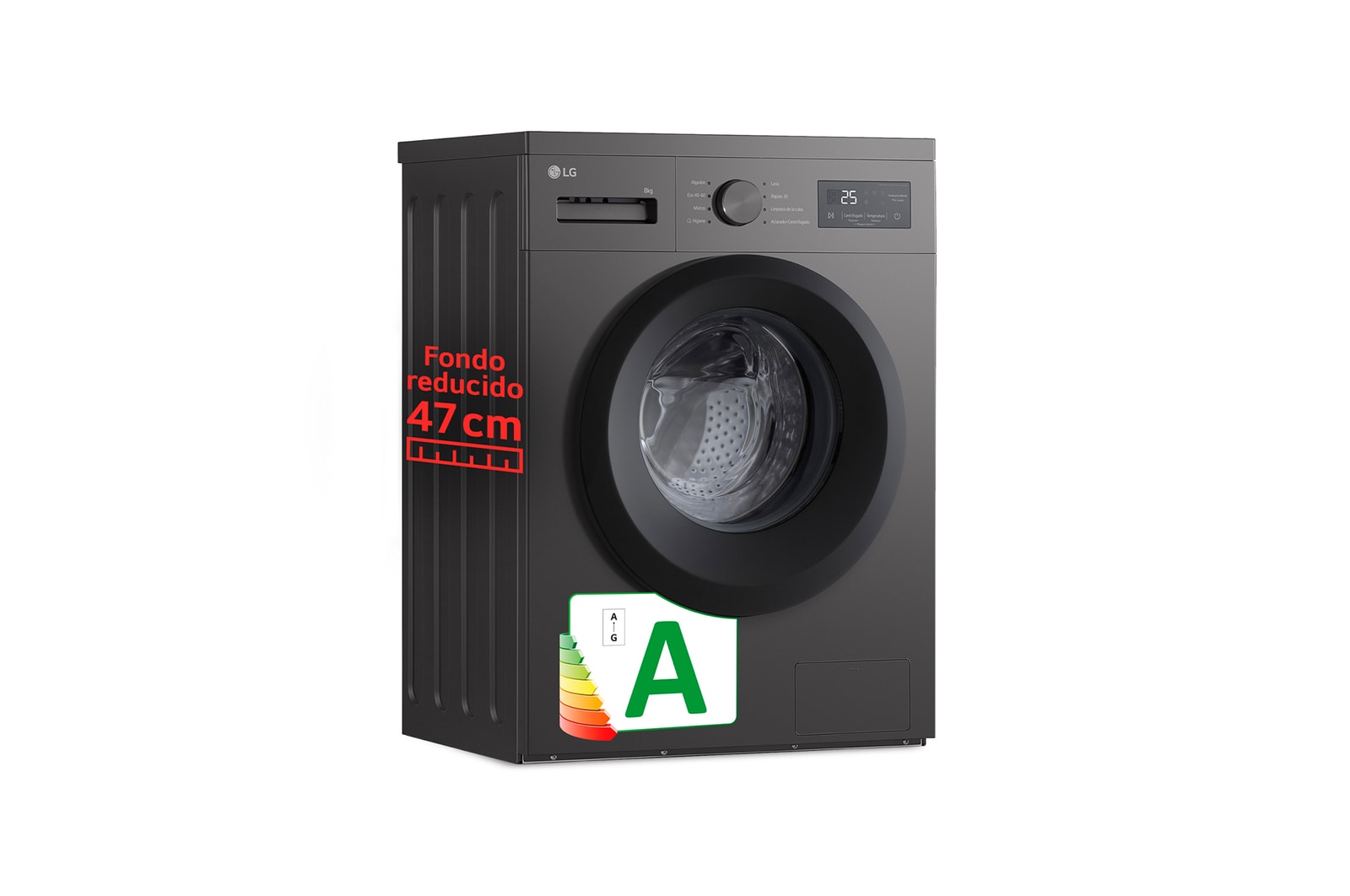 Vista frontal de 8kg 1400rpm, Clasificación A. Silver grafito  Serie 100, F4A10S8NDK
