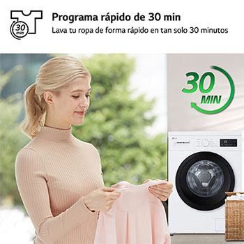 LG Outlet Lavadora  8kg 1400rpm, Clasificación A. Blanca  Serie 100, F4A10S8NWK.OBSEXC