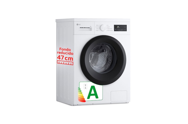 Vista frontal de Lavadora con vapor 8kg 1400rpm, Clasificación A. Blanca Serie 100, F4A10S8NWK