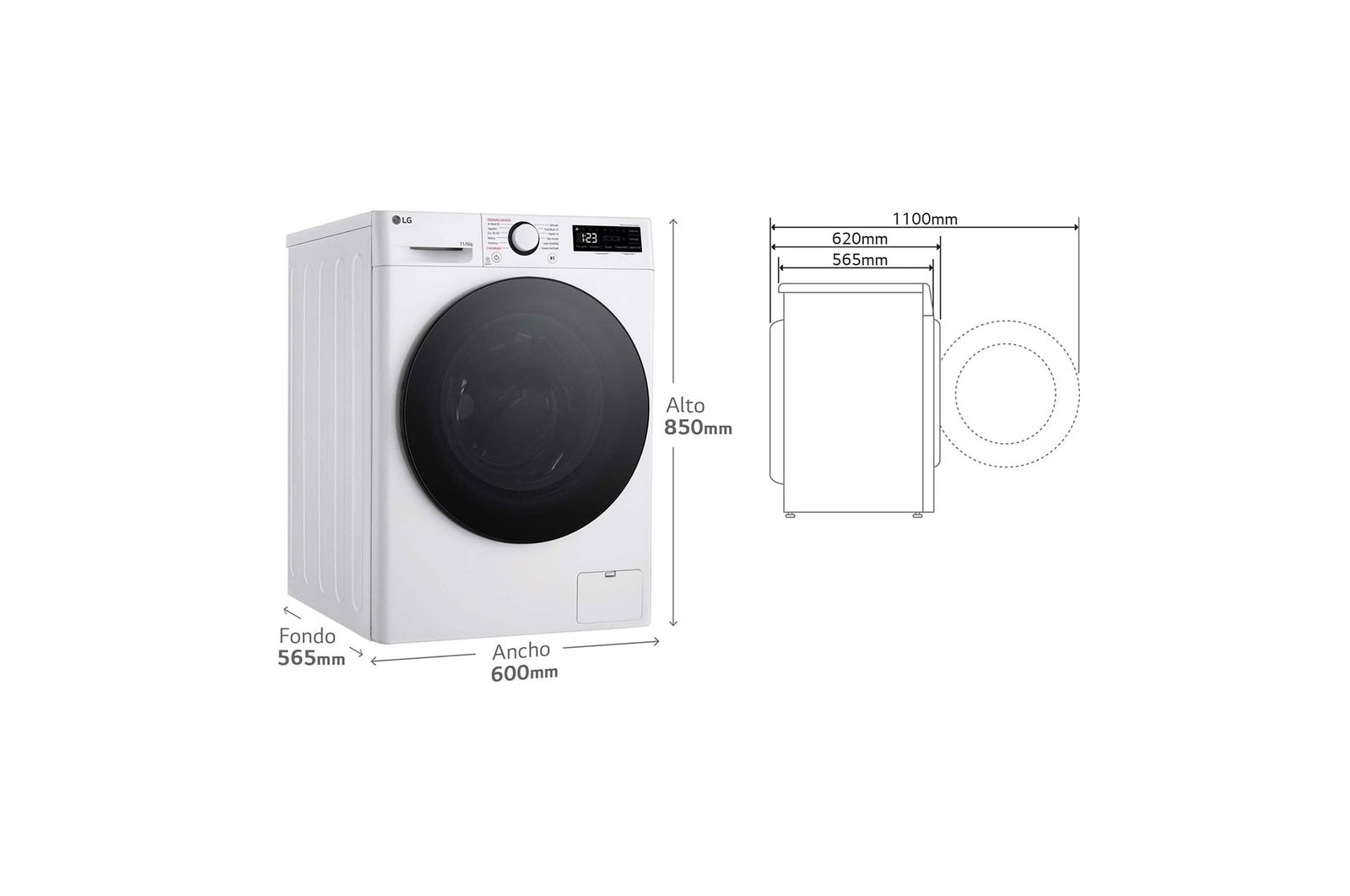 LG Lavasecadora inteligente AI Direct Drive TM, Turbowash 360º, 11/6kg, 1400rpm, Un 10% más eficiente que  A(lavado) / D(secado) Blanca, Serie 600, F4DR6011AGW