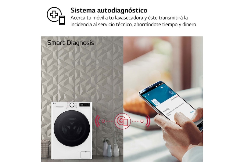 LG Lavasecadora inteligente AI Direct Drive TM, Turbowash 360º, 11/6kg, 1400rpm, Un 10% más eficiente que  A(lavado) / D(secado) Blanca, Serie 600, F4DR6011AGW