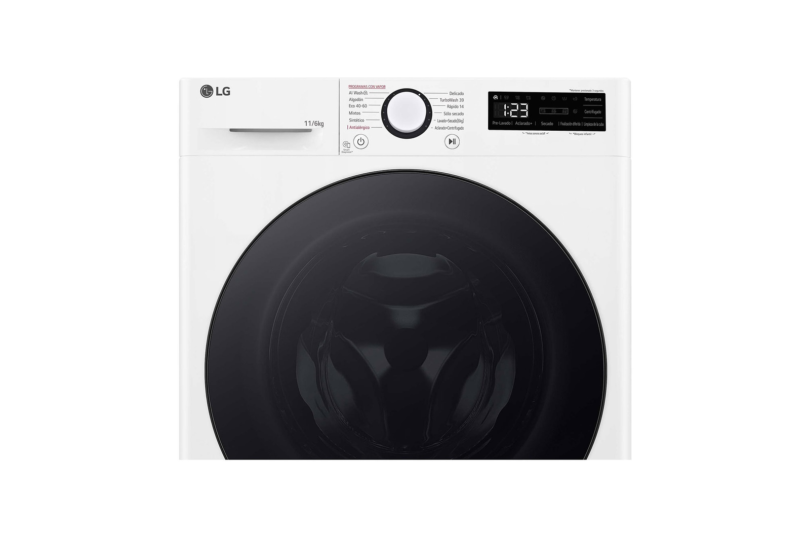 LG Lavasecadora inteligente AI Direct Drive TM, Turbowash 360º, 11/6kg, 1400rpm, Un 10% más eficiente que  A(lavado) / D(secado) Blanca, Serie 600, F4DR6011AGW