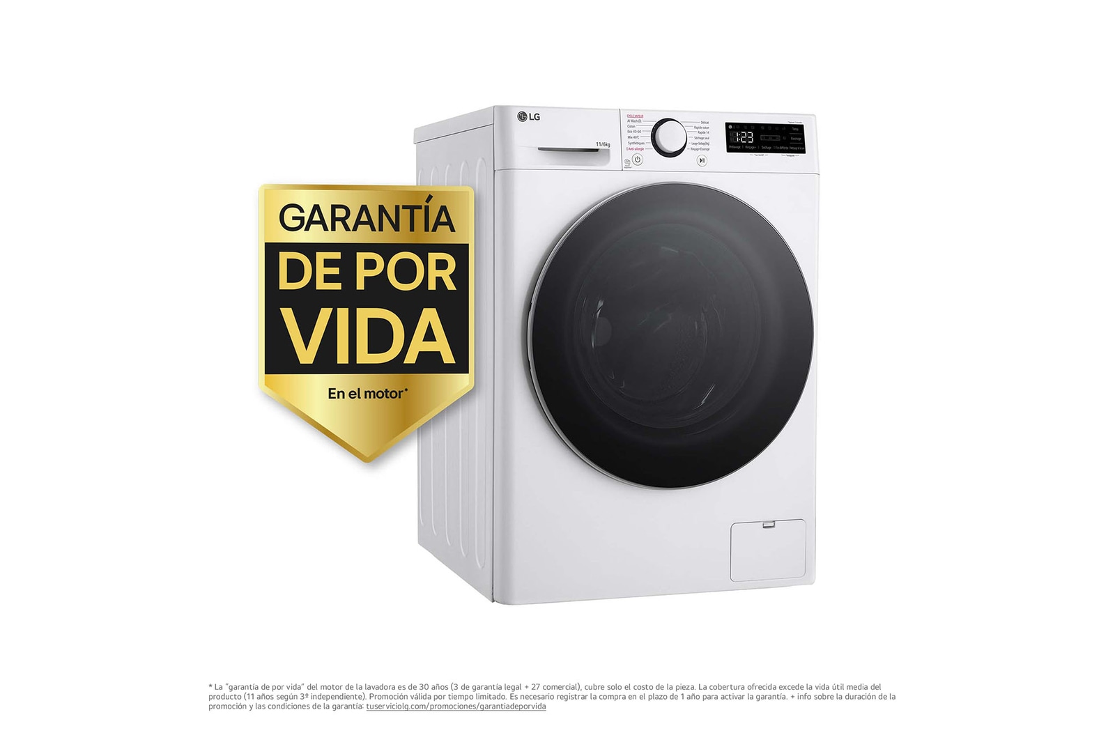 LG Lavasecadora inteligente AI Direct Drive TM, Turbowash 360º, 11/6kg, 1400rpm, Un 10% más eficiente que A(lavado) / D(secado) Blanca, Serie 600, F4DR6011AGW