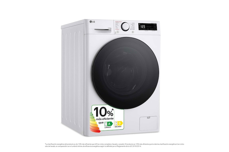 LG Lavasecadora inteligente AI Direct Drive TM, Turbowash 360º, 11/6kg, 1400rpm, Un 10% más eficiente que A(lavado) / D(secado) Blanca, Serie 600, F4DR6011AGW