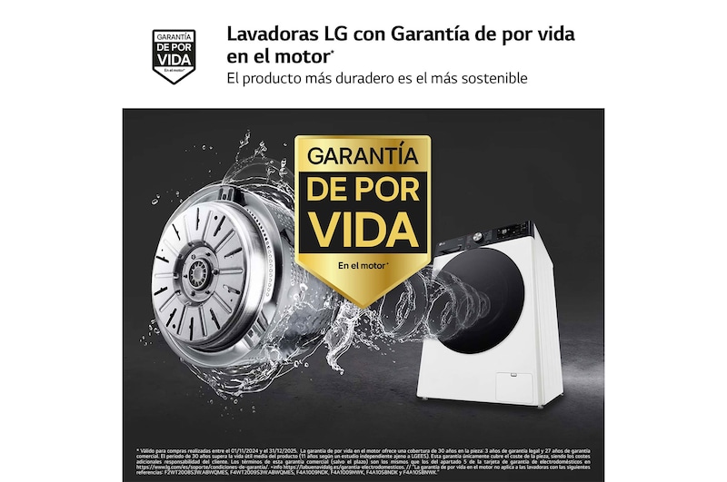 LG Lavasecadora inteligente AI Direct Driveᵀᴹ, Turbowash 360º, Autodosificación 10/6kg, 1400rpm,  Un 10% más eficiente que  A(lavado) /D(secado) Blanca, Serie 750, F4DR7510AGW