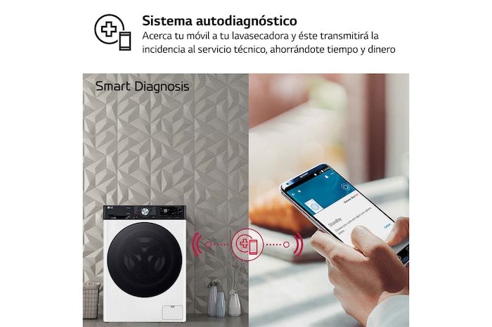 LG Lavasecadora inteligente AI Direct Driveᵀᴹ, Turbowash 360º, Autodosificación 10/6kg, 1400rpm,  Un 10% más eficiente que  A(lavado) /D(secado) Blanca, Serie 750, F4DR7510AGW
