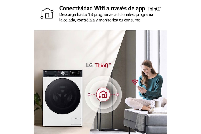 LG Lavasecadora inteligente AI Direct Driveᵀᴹ, Turbowash 360º, Autodosificación 10/6kg, 1400rpm,  Un 10% más eficiente que  A(lavado) /D(secado) Blanca, Serie 750, F4DR7510AGW