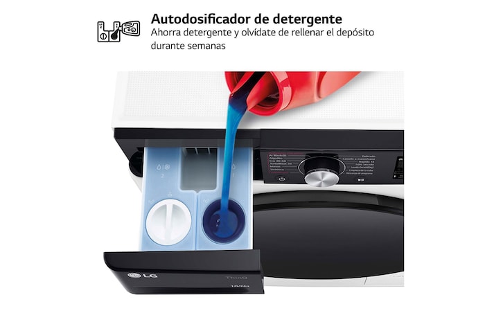 LG Lavasecadora inteligente AI Direct Driveᵀᴹ, Turbowash 360º, Autodosificación 10/6kg, 1400rpm,  Un 10% más eficiente que  A(lavado) /D(secado) Blanca, Serie 750, F4DR7510AGW
