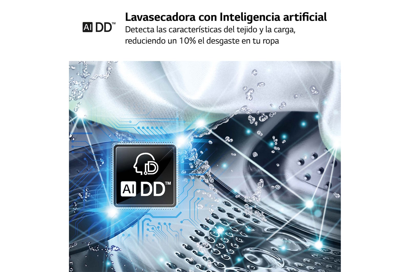 LG Lavasecadora inteligente AI Direct Driveᵀᴹ, Turbowash 360º, Autodosificación 10/6kg, 1400rpm,  Un 10% más eficiente que  A(lavado) /D(secado) Blanca, Serie 750, F4DR7510AGW