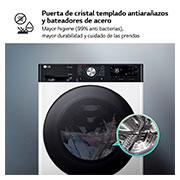 LG Lavasecadora inteligente AI Direct Driveᵀᴹ, Turbowash 360º, Autodosificación 10/6kg, 1400rpm,  Un 10% más eficiente que  A(lavado) /D(secado) Blanca, Serie 750, F4DR7510AGW