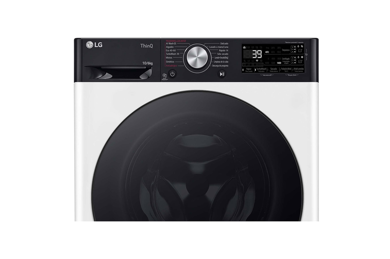 LG Lavasecadora inteligente AI Direct Driveᵀᴹ, Turbowash 360º, Autodosificación 10/6kg, 1400rpm,  Un 10% más eficiente que  A(lavado) /D(secado) Blanca, Serie 750, F4DR7510AGW