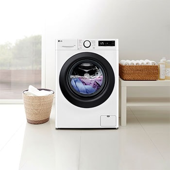 LG Lavadora inteligente AI Direct Drive,  Vapor,  10kg ,  1400rpm Un 10% más eficiente que A, Serie 500, F4WR5010A6W