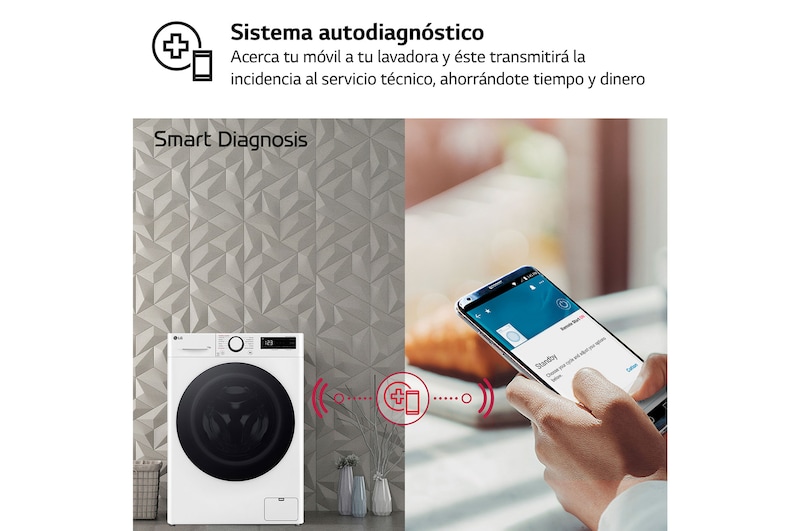 LG Lavadora inteligente AI Direct Drive. TurboWash 360º, Vapor, 13kg , 1400rpm Un 20% más eficiente que A, Serie 600, F4WR6013A0W