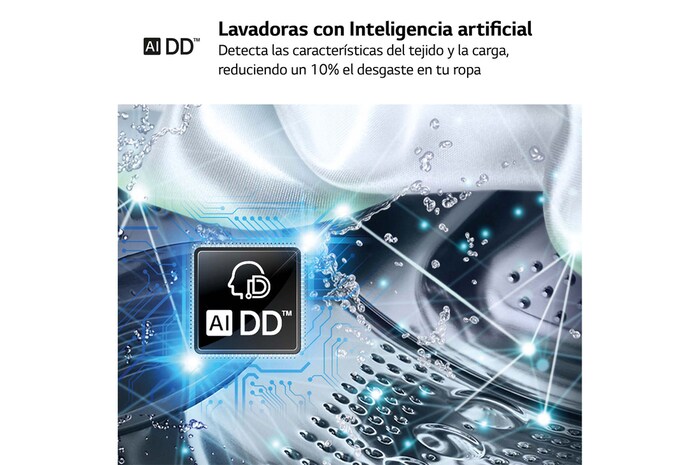 LG Lavadora inteligente AI Direct Drive. TurboWash 360º, Autodosificación, 10kg , 1400rpm Un 10% más eficiente que A, Serie 750, F4WR7510AGH