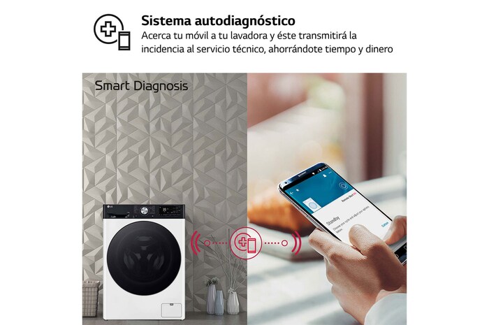 LG Lavadora inteligente AI Direct Drive. TurboWash 360º, Autodosificación, 10kg , 1400rpm Un 10% más eficiente que A, Serie 750, F4WR7510AGH