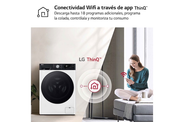 LG Lavadora inteligente AI Direct Drive. TurboWash 360º, Autodosificación, 10kg , 1400rpm Un 10% más eficiente que A, Serie 750, F4WR7510AGH