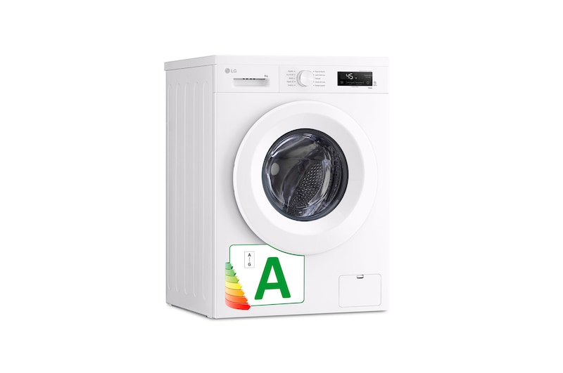 LG Lavadora eficiente 8kg, 1400rpm, A, con vapor, Serie 100, F4X1008NWH