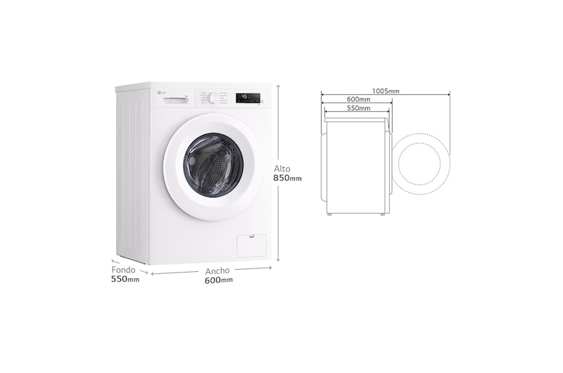 LG Lavadora eficiente 8kg, 1400rpm, A, con vapor, Serie 100, F4X1008NWH