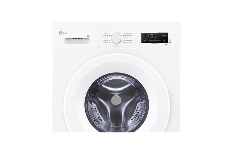 LG Lavadora eficiente 8kg, 1400rpm, A, con vapor, Serie 100, F4X1008NWH